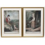 T Gaugain after R Westall (1765-1836), Two coloured stipple engravings , published 1801,