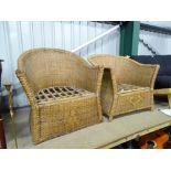 A pair of wicker armchairs CONDITION: Please Note - we do not make reference to the