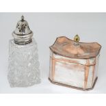 A Sheffield plated tea caddy of oblong form,