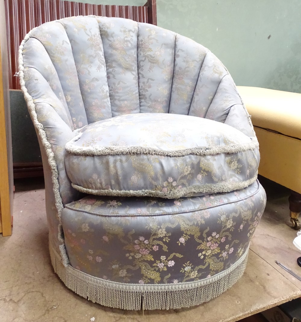 An Art Deco boudoir chair with a shell back CONDITION: Please Note - we do not