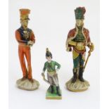 A group of three ceramic military figures made in Italy, possibly by Royal Factory, Naples.