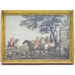 After Carle Vernet (1758-1836), French, Coloured hunting print, 'Stag Hunting', Titled etc. verso.