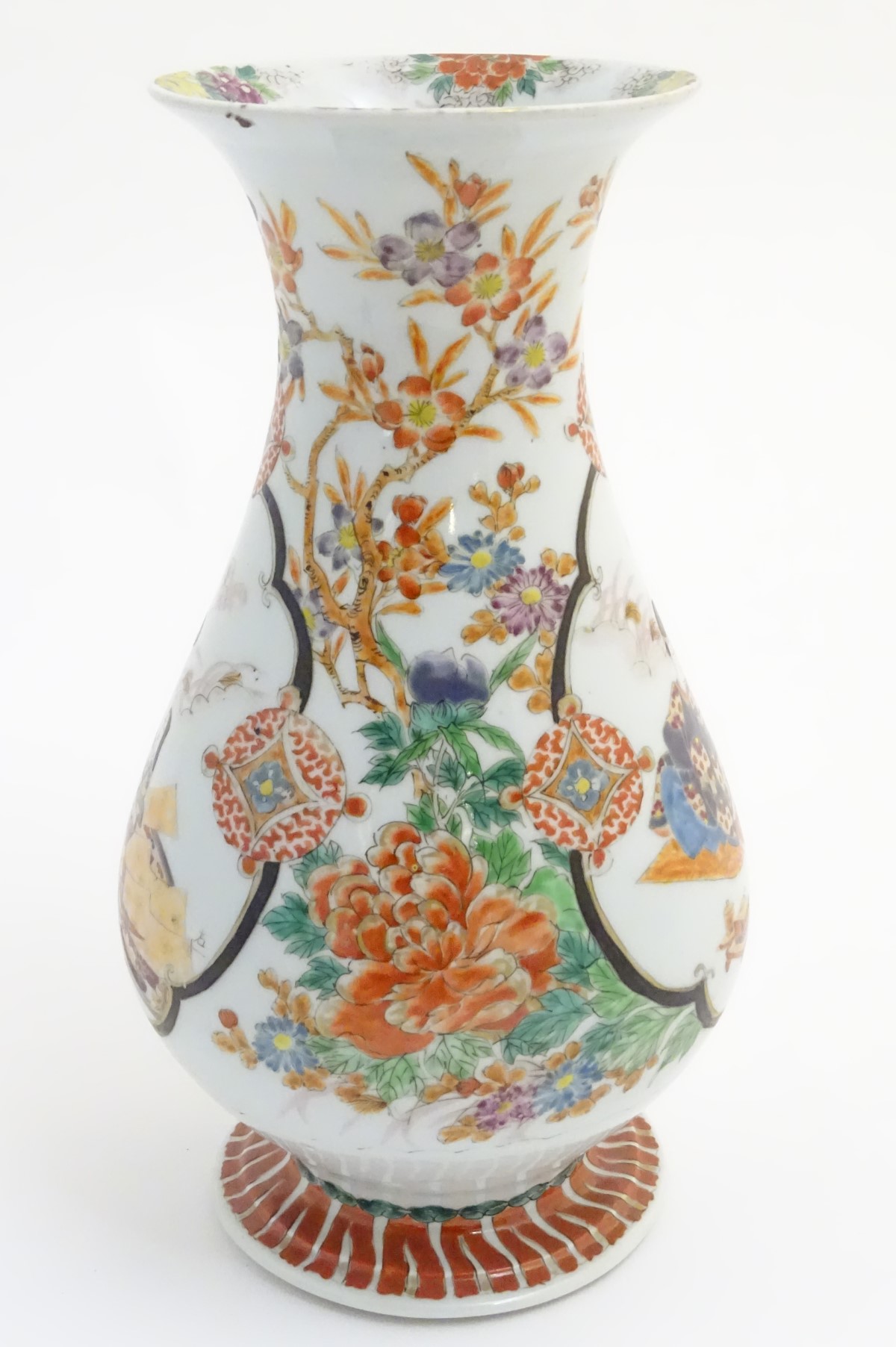 A Japanese baluster vase with a flared foot and rim, - Image 6 of 8