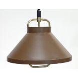 Vintage Retro: a Danish Fog and Morup hanging pendant Rise and Fall lamp / light in brown and brass