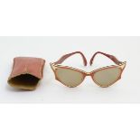 Original Retro: a pair of mid century ladies sunglasses and pressed card faux leather case,