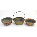 Assorted kitchenalia to include large copper mould with lobed and floral decoration 12" diameter,