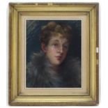 M Bif? c. 1900, Pastel, Portrait of an Edwardian lady, Signed lower left.