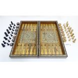 Folding Games Box: a Damascus inlaid games box of back gammon and chess,