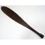 Ethnographic Native Tribal: an Australian Aboriginal Woomera carved wooden spear-throwing device,