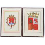 Two heraldic armorial coats of arms by A. E. Tate, 1963.