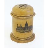 Mauchline: a domed shaped money box, decorated with an image of 'St.