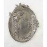 Art Nouveau - WMF : An 'old silver finish' wall plaque depicting a classical maiden holding a