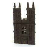 Cast Iron Money Box : a circa 1908 money box formed as Westminster Abbey ( Cathedral Still )