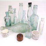 A quantity of assorted glass bottles to include a bulb necked cod, hamilton ,