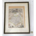 A framed map of Nottinghamshire and Leiscestershire CONDITION: Please Note - we do