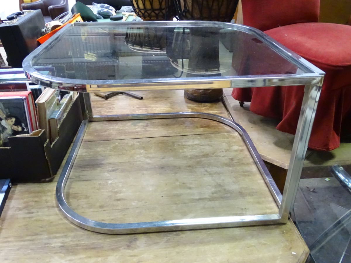 A retro chrome and glass occasional table CONDITION: Please Note - we do not make - Image 4 of 4