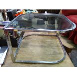 A retro chrome and glass occasional table CONDITION: Please Note - we do not make