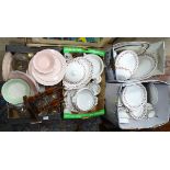 Four boxes of assorted ceramics comprising a very large dinner service by Diane English fine bone