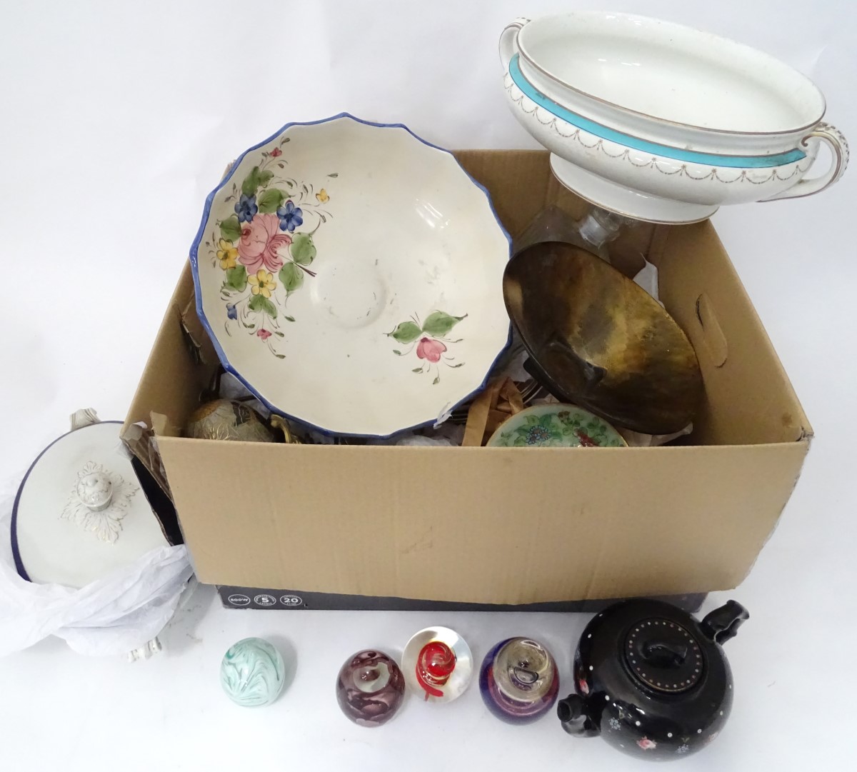 A quantity of assorted of items to include pictures, ceramics and glass,