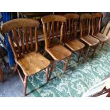 Five elm 19thC lathe back chairs CONDITION: Please Note - we do not make reference