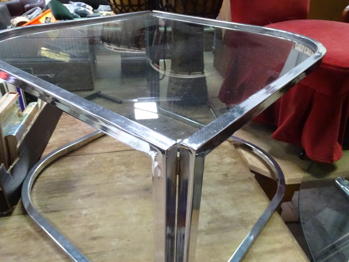 A retro chrome and glass occasional table CONDITION: Please Note - we do not make - Image 3 of 4