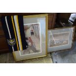 Assorted items to includes pictures, Cambridge university scarf, etc.