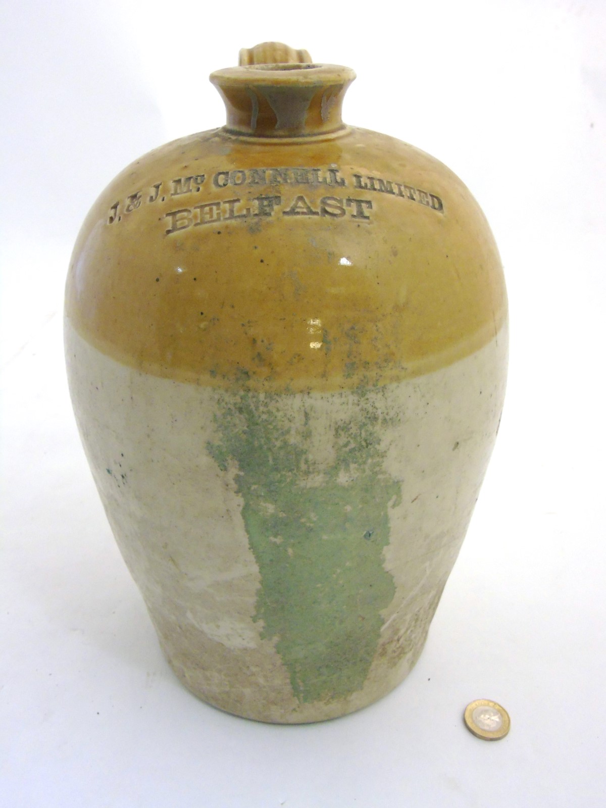 Flagon: A stoneware 2-tone flagon made by Port Dundas Pottery Co. Glasgow for J & J Mc. - Image 5 of 21