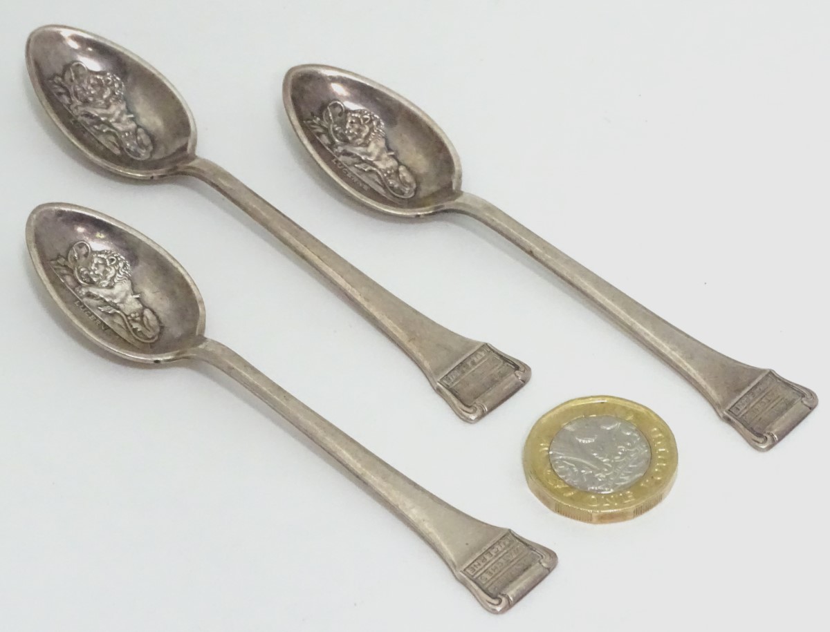 3 silver plated advertising spoons for Bucherer Watches,