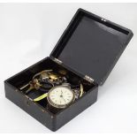 A Japanese lacquered box containing an assortment of vintage watches etc.