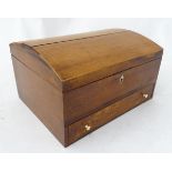 A 19thC mahogany work box with a dome top and drawer. CONDITION: Please Note - we do not make