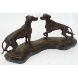 A pair of bronze pointer dogs on a marble base CONDITION: Please Note - we do not