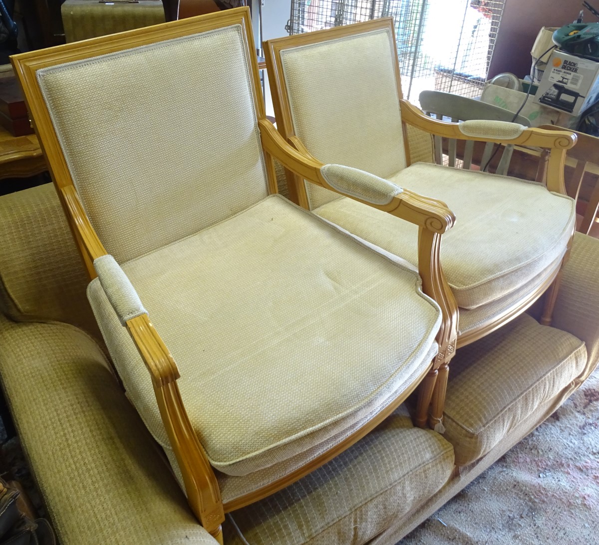 A pair of Louis XV style armchairs CONDITION: Please Note - we do not make - Image 3 of 5