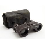 Ker-Shaw : A pair of pigskin leather cased Bakelite theatre / opera glasses / binoculars.