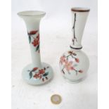 2 opaque glass vases with floral decoration CONDITION: Please Note - we do not make