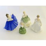 Four Royal Doulton & Co figures of ladies to include Elaine modelled by Peggy Davies (HN2791),