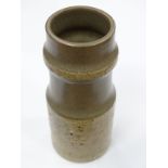Scandinavian Studio Pottery: A tall Swedish cylindrical pot by Nittsjo, Sweden in beige/taupe tones,