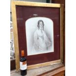A framed mezzotint of a young Victorian lady CONDITION: Please Note - we do not