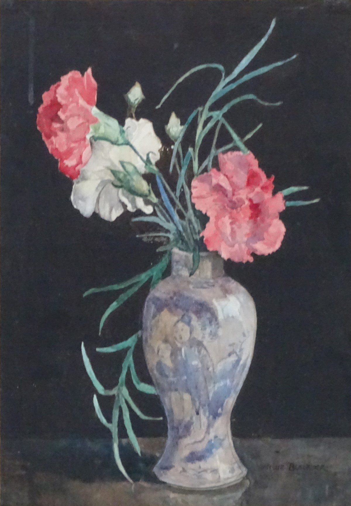 Nelly Blacklock, (Mrs EJB Sewell), 1936, Watercolour, 'Carnations', - Image 3 of 5