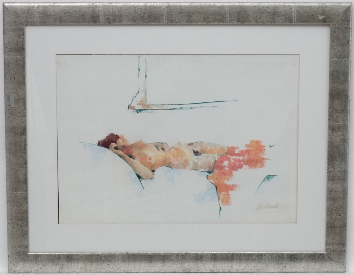 Shepherd XXI, Pastel, Reclining Nude , Signed lower right,