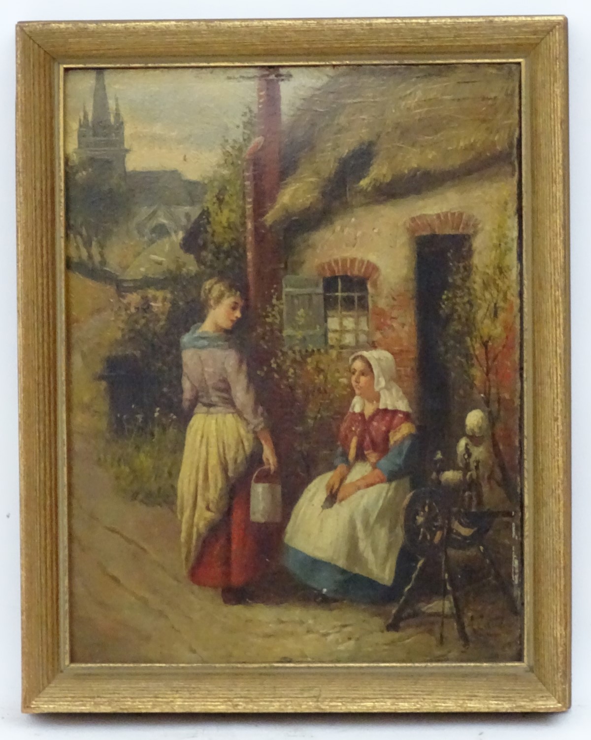 Alessandro Casstelli, XIX, Oil on board, 'Outside the Cottage',