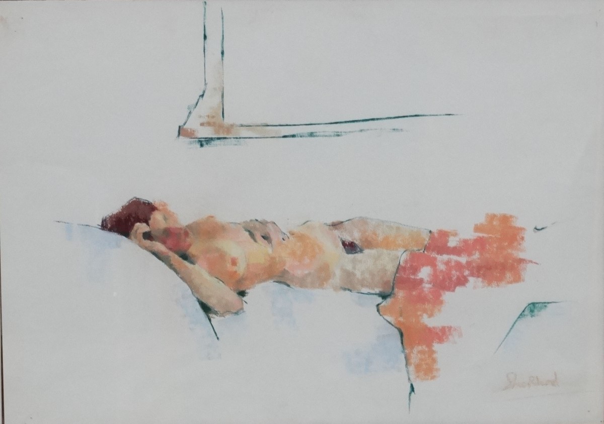 Shepherd XXI, Pastel, Reclining Nude , Signed lower right, - Image 4 of 4