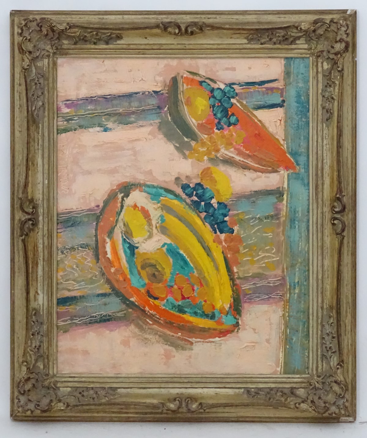 Mary Armour, XX, Abstract, Oil on board, Tropical fruit on a reclaimed wooden table, - Image 3 of 5