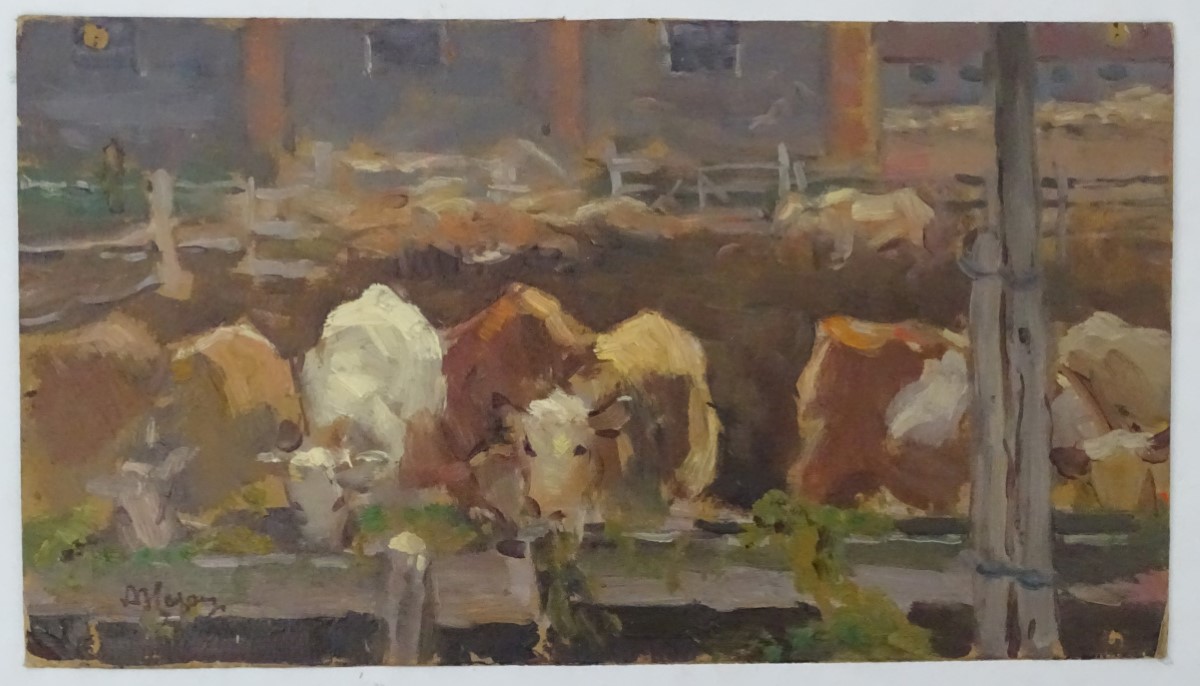 Alexander Gregorevich Nazarenko, late XX, Ukrainian School, Oil on artist's board, 'On the Farm',