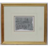 After LS Lowry, Manchester Industrial view 1968, Signed lower right and dated.