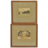 Follower of John Constable, Watercolour oval, a pair, Two studies of clearings near castle ruins.