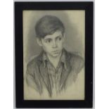 Semyonov, XX, Russian, Pencil portrait, A seated boy, Ascribed verso and dated '55'.