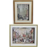 After LS Lowry, Two reproductions, A Lancashire Village and another.