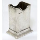 A silver table top card holder hallmarked Birmingham 1903 maker William Hutton & Sons Ltd.