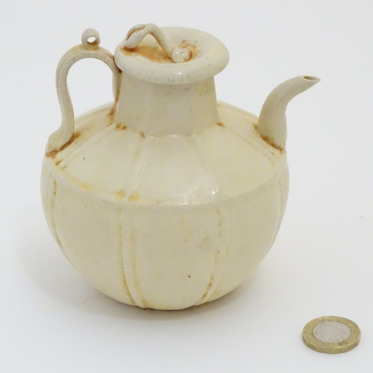 A Chinese white celadon style small proportion wine ewer, - Image 4 of 7