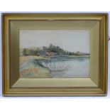 S. McMahon, /93, Watercolour, River's edge, Signed and dated lower left.